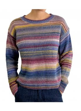 Maglione multicolor con righe girocollo